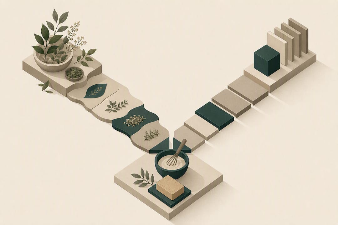 Abstract comparison of fragrance and essential oils