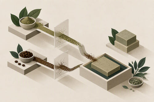 Abstract title card showing separate botanical formulation paths