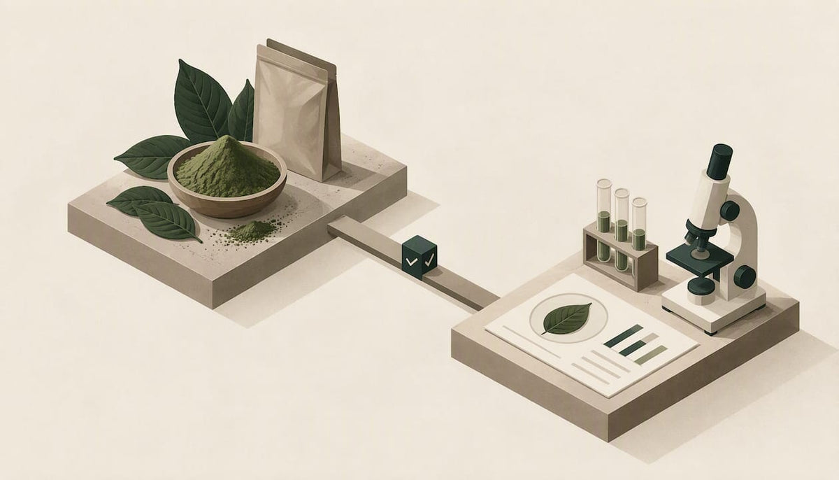 Abstract illustration of batch-level lab verification